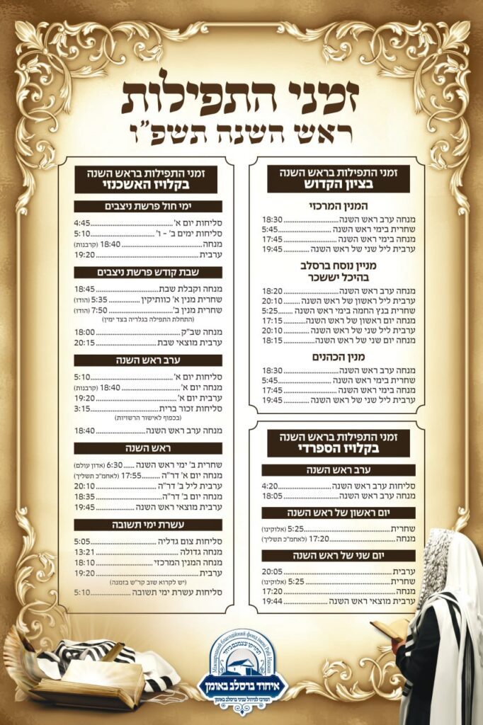 זמני היום והתפילות אומן ראש השנה תשפ"ו