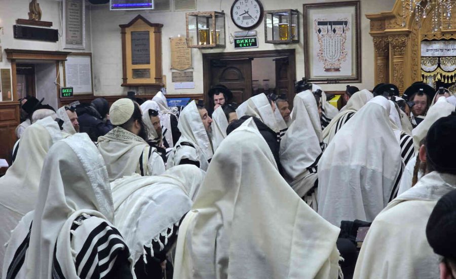 תיעוד מתפילת שחרית של ראש חודש שבט בציון רבי נחמן מברסלב